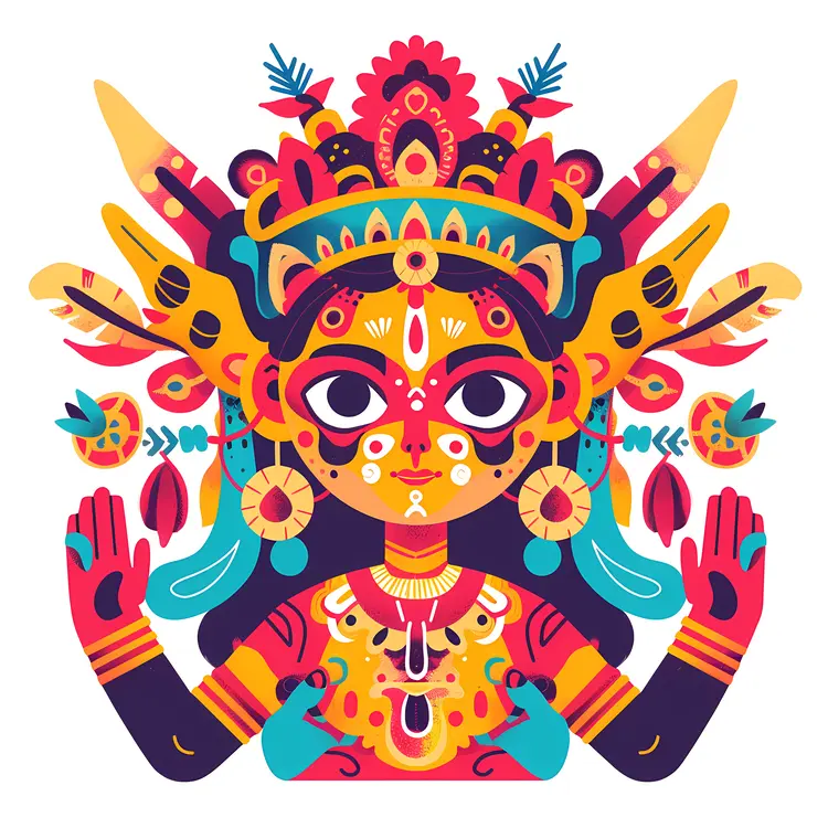 Colorful Deity Illustration with Vibrant Details
