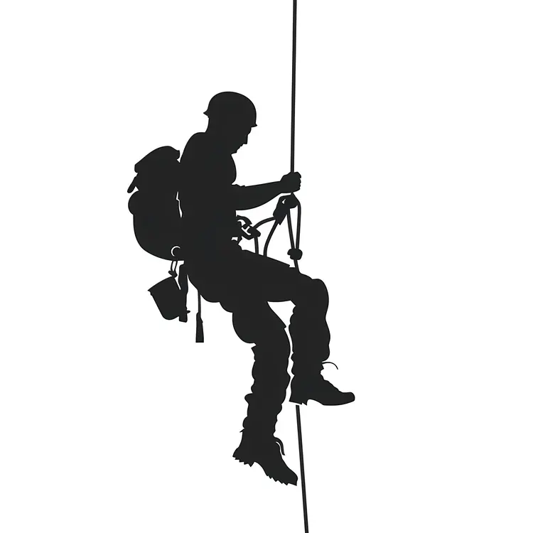 Silhouette of a Climber on a Rope