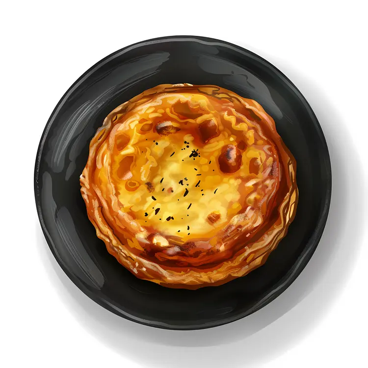 Custard Tart on Black Plate
