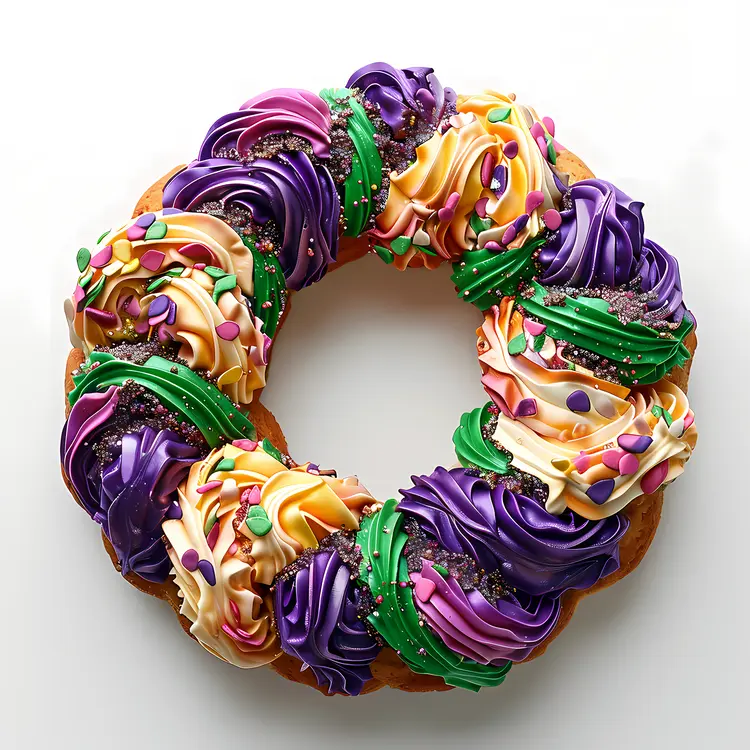 Swirled King Cake with Colorful Icing