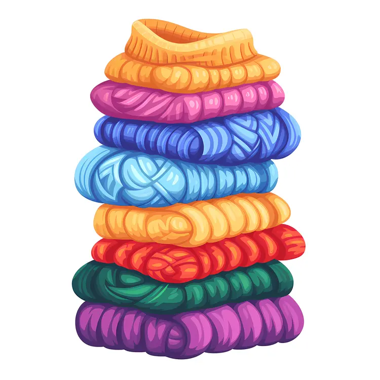 Stack of Colorful Folded Sweaters