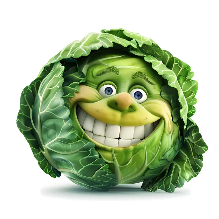 Happy Cabbage with Green Leaves