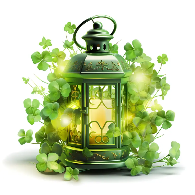 Green Lantern with Clover Decoration