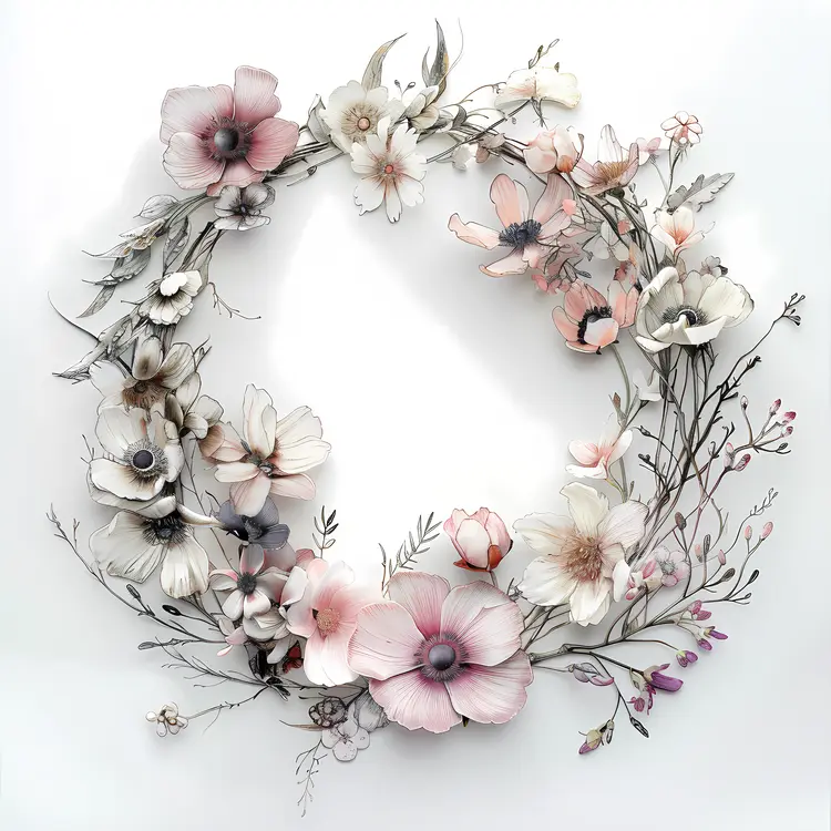 Elegant Floral Wreath with Pastel Flowers