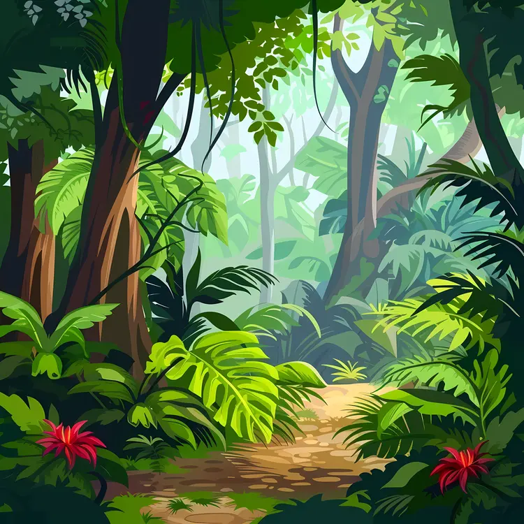 Jungle Path with Dense Foliage