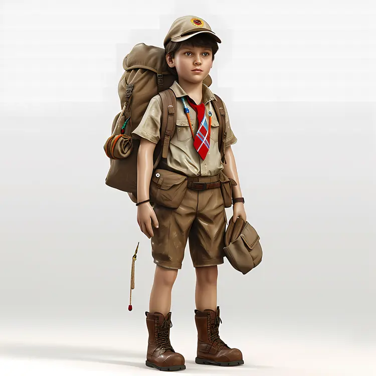 Realistic Boy Scout with Backpack