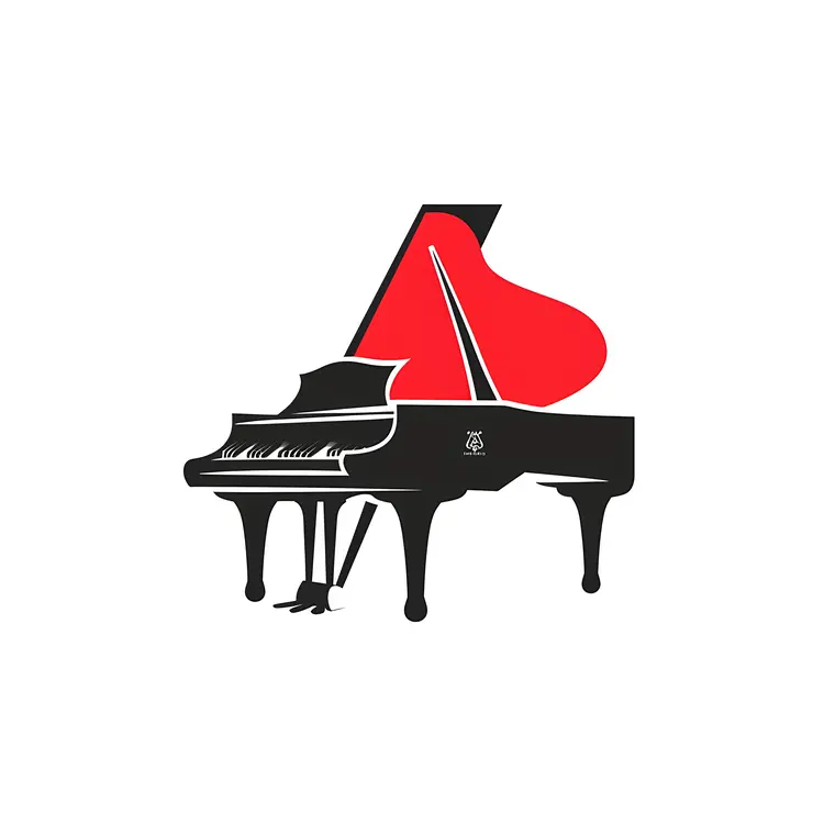 Elegant Black and Red Piano Illustration