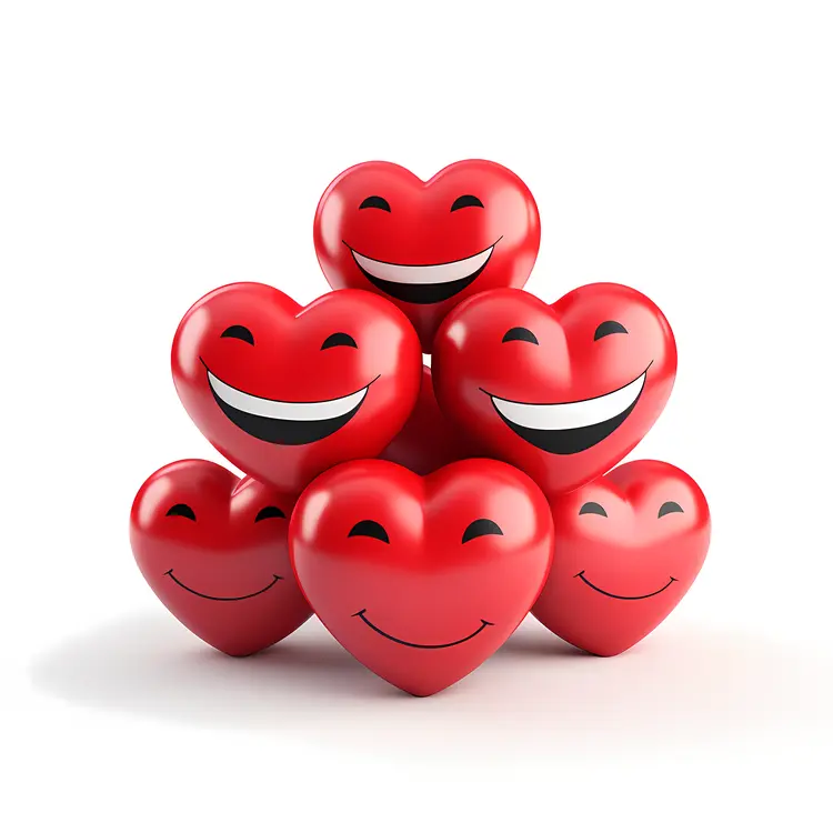 Stacked Smiling Red Hearts