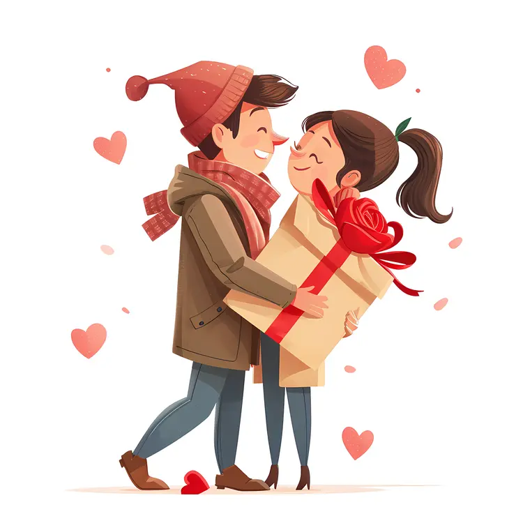 Couple with Gift Wrapped in Love
