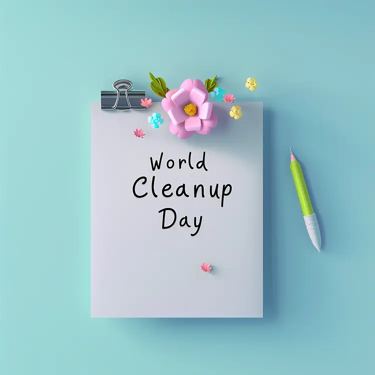 World Cleanup Day Paper with Flower