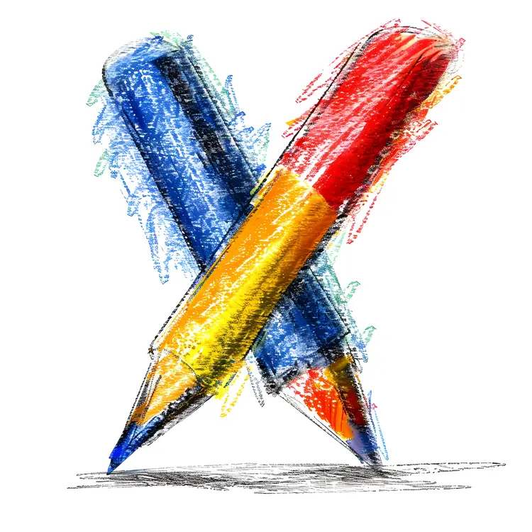 Crossed Colored Pencils for Drawing