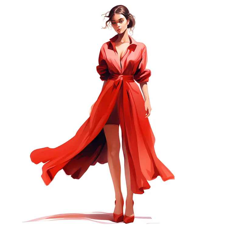 Elegant Woman in Red Dress