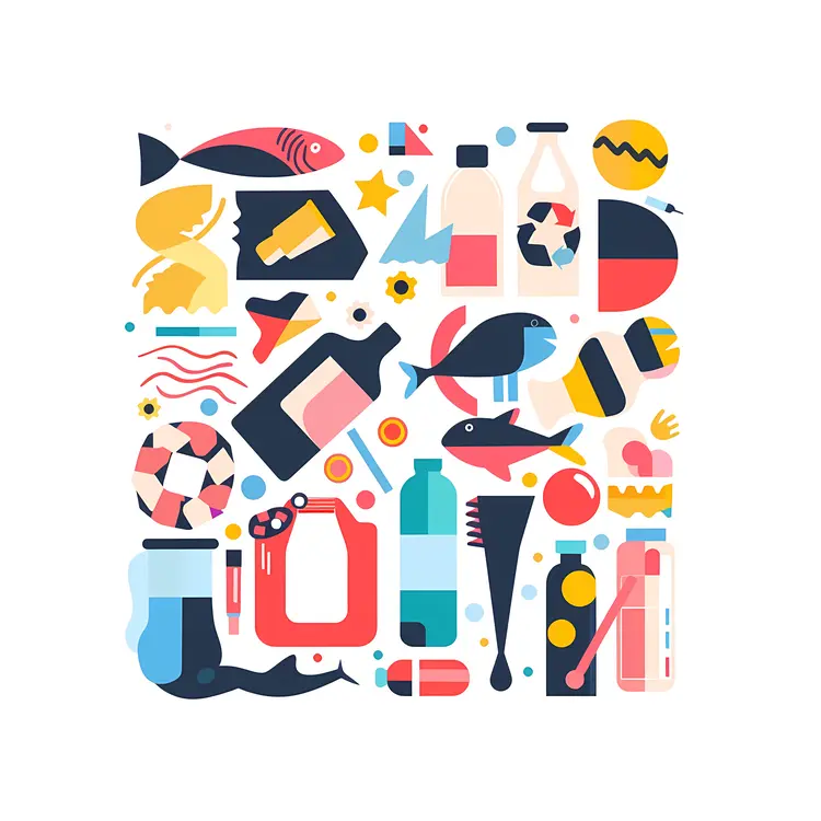 Assorted Plastic Waste in the Ocean