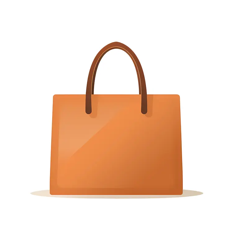 Elegant Orange Leather Handbag with Brown Handles