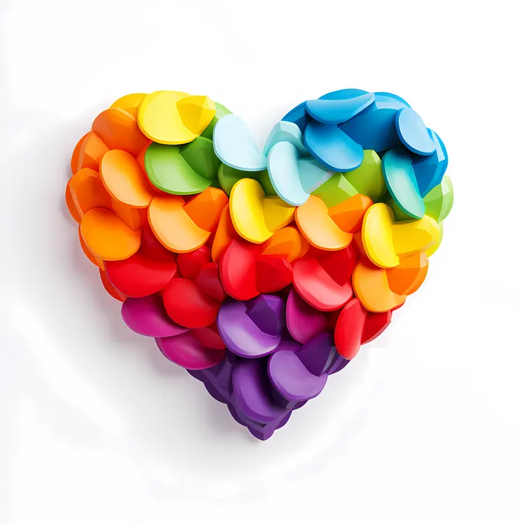 Rainbow Heart with Colorful Discs