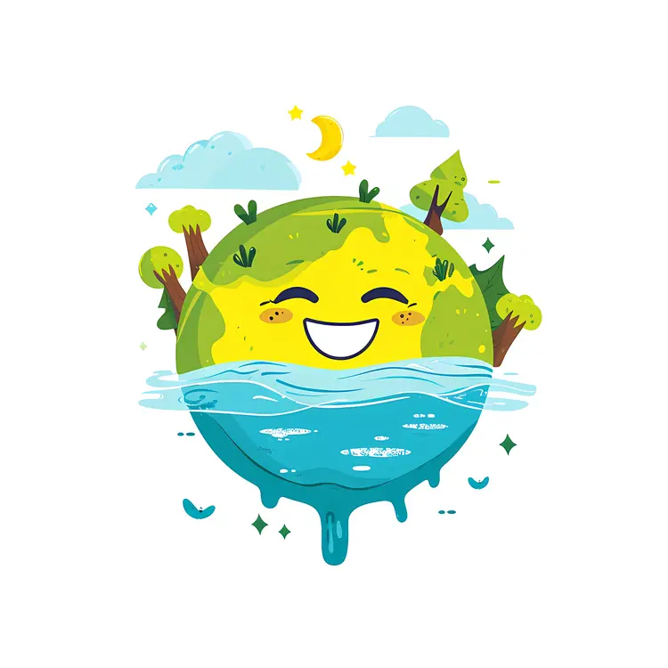 Happy Earth Cartoon