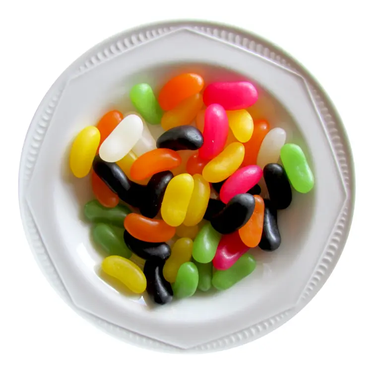 Colorful Jelly Beans in a White Bowl
