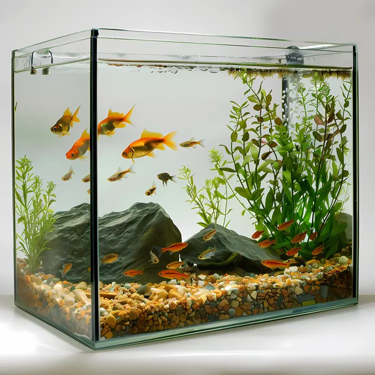 Aquarium with Goldfish and Plants