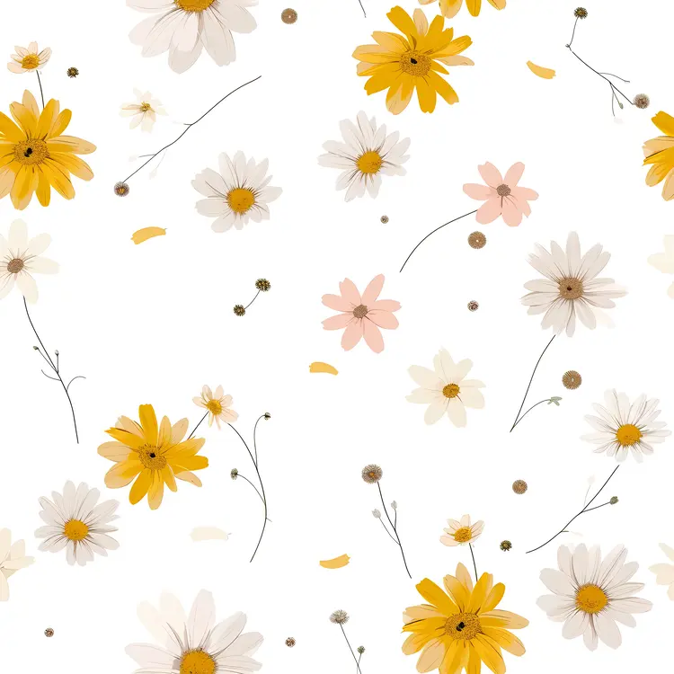 Yellow and White Flowers Pattern