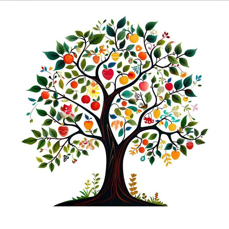 Fruit Tree with Colorful Fruits