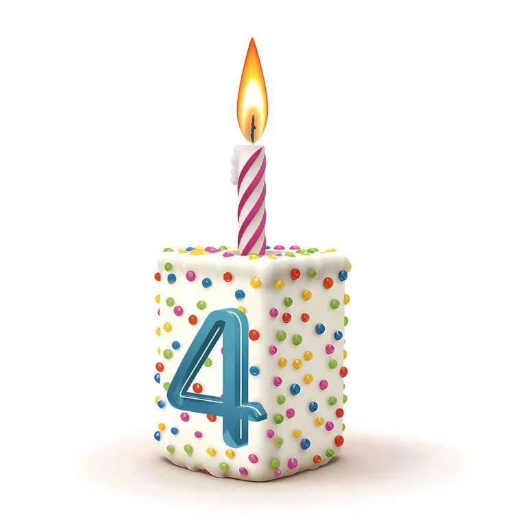 Colorful Number 4 Birthday Candle