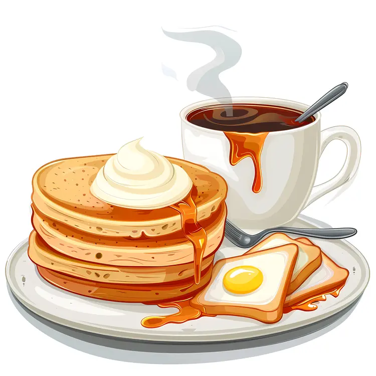 Delicious Breakfast with Pancakes and Coffee