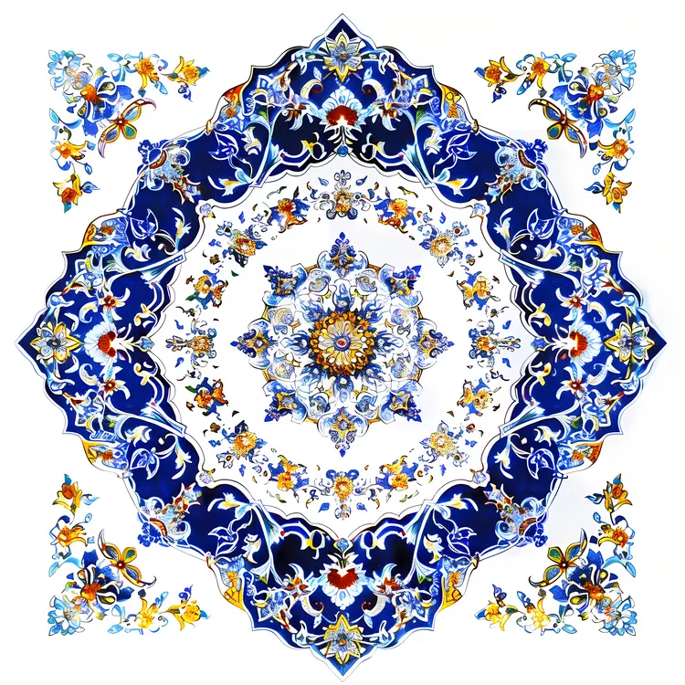 Intricate Blue Floral Mandala Pattern