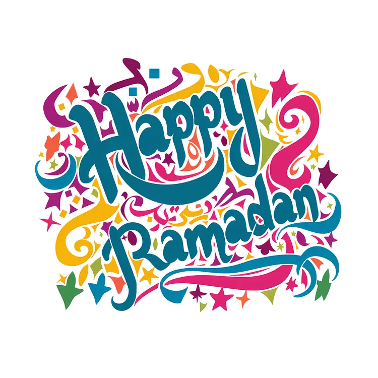 Happy Ramadan Greeting with Colorful Stars