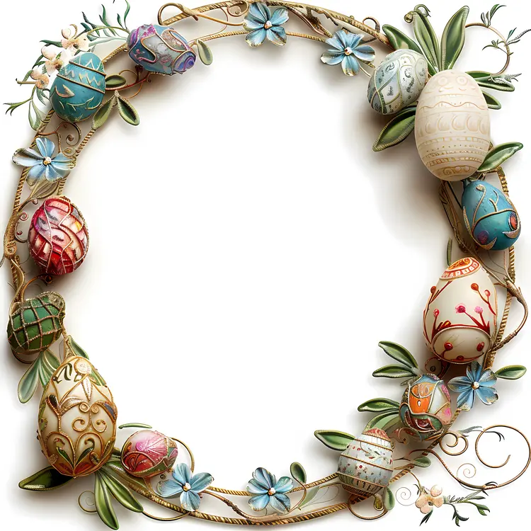 Easter Egg Wreath with Floral Decorations