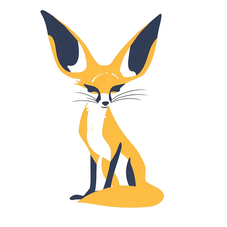 Cute Yellow Cartoon Fox with Big Ears
