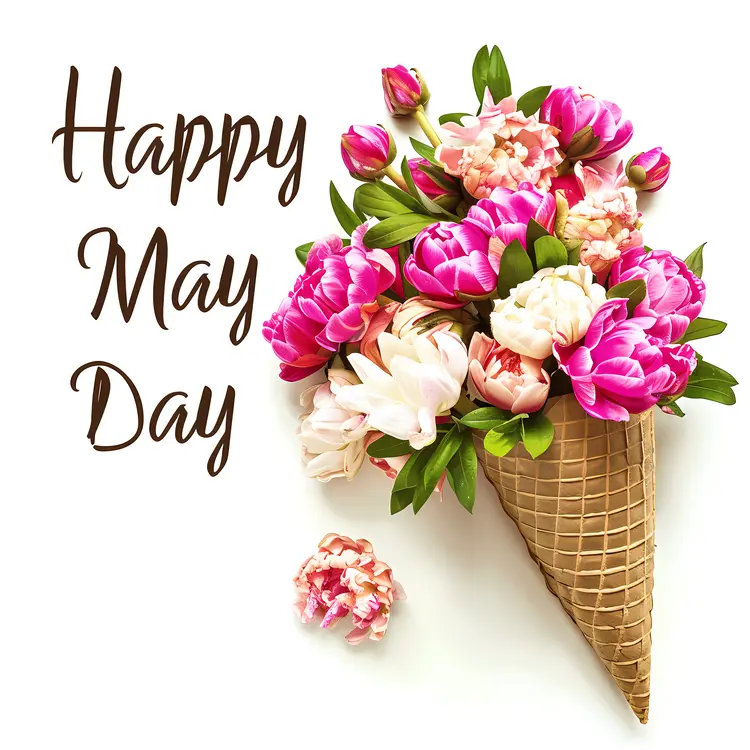 Happy May Day with Flower Bouquet