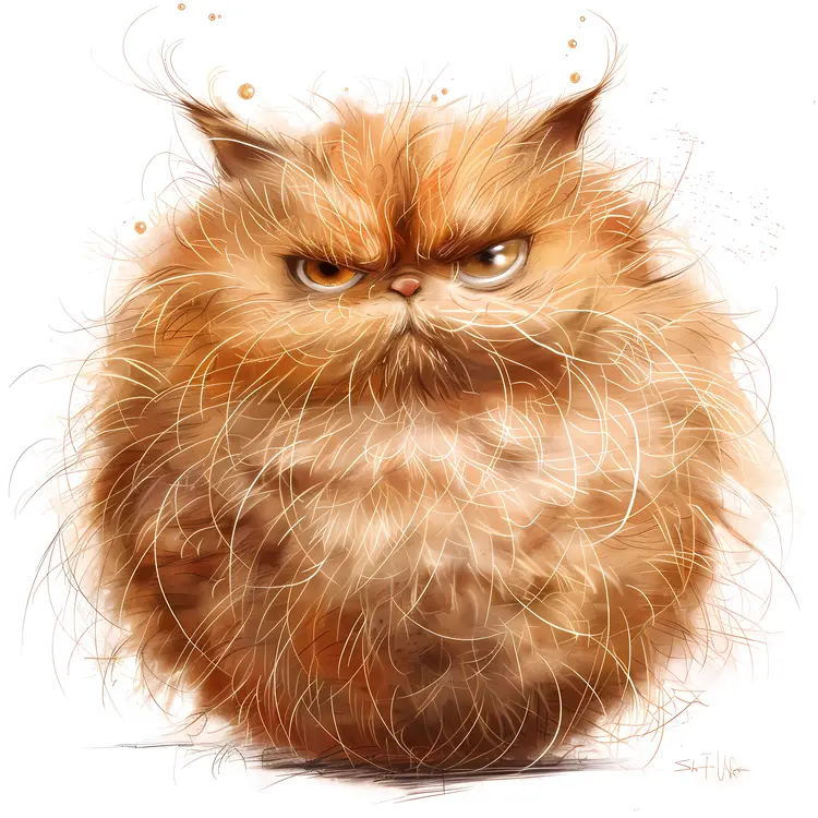 Grumpy Fluffy Orange Cat