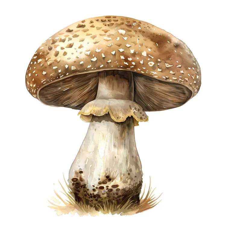 Detailed Illustration of a Mushroom