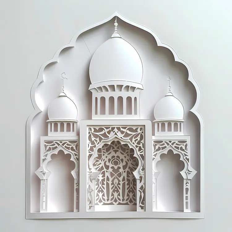Intricate White Paper Art Mosque