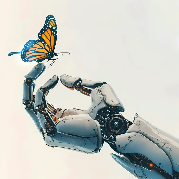 Robot Hand and Butterfly