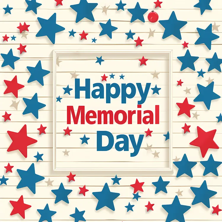 Happy Memorial Day with Red and Blue Stars