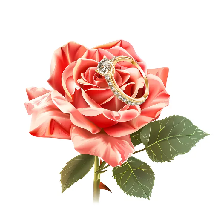 Rose with Engagement Ring