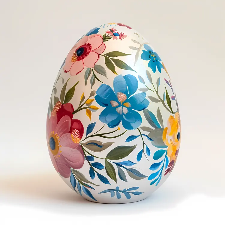 Colorful Floral Painted Egg