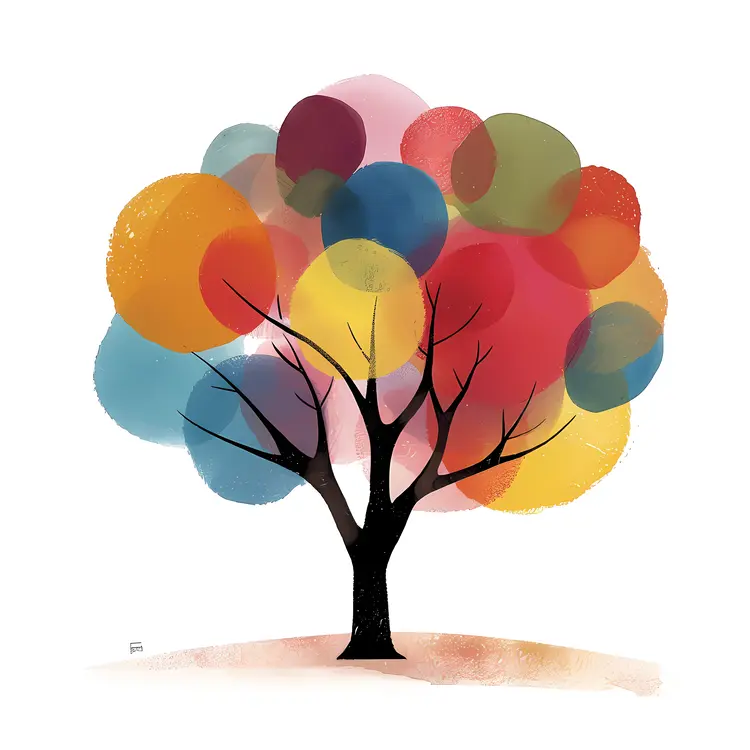 Abstract Colorful Tree with Round Leaves
