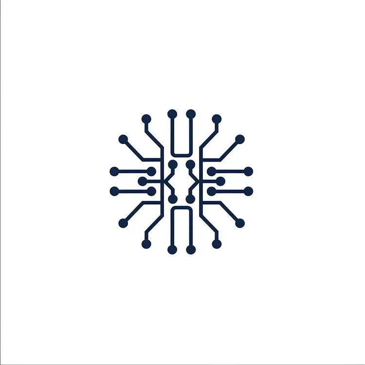 Navy Blue Circuit Board Symbol