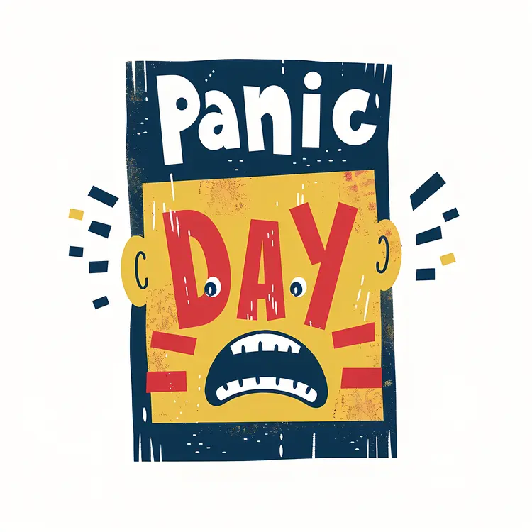 Cartoon Panic Day Text with Face