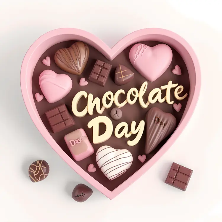 Pink Heart-Shaped Chocolate Box for Chocolate Day