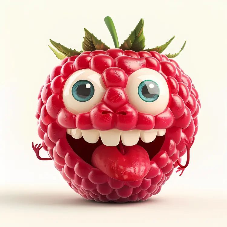 Funny Raspberry Cartoon Character with Big Eyes