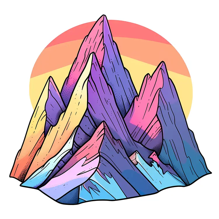 Colorful Abstract Geometric Mountains