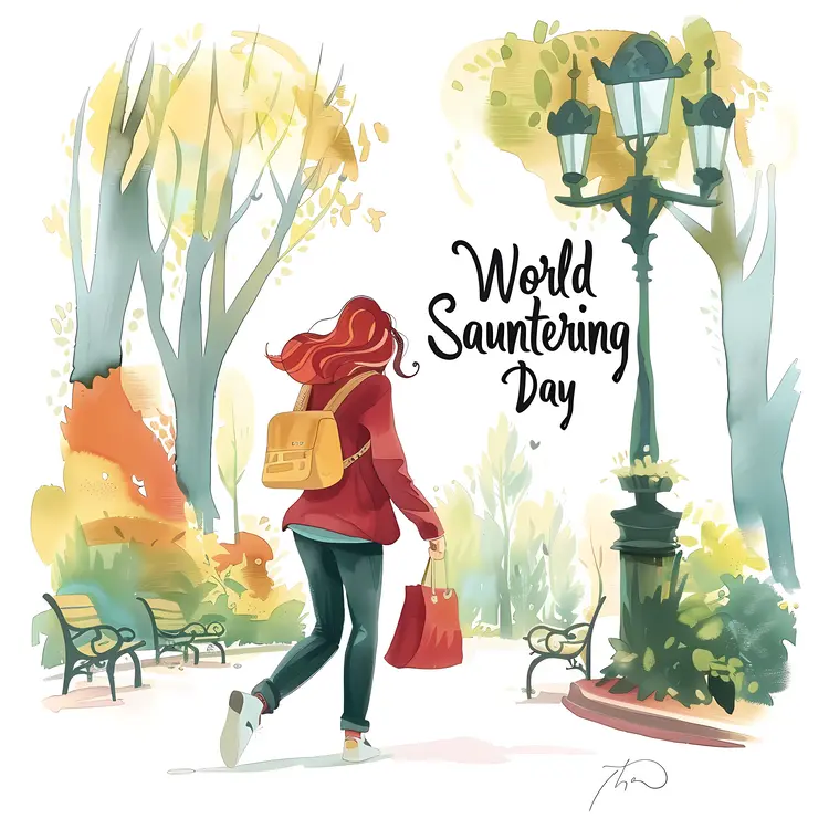 Girl Walking in Park for World Sauntering Day