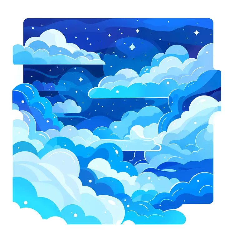 Dreamy Blue Clouds in Night Sky