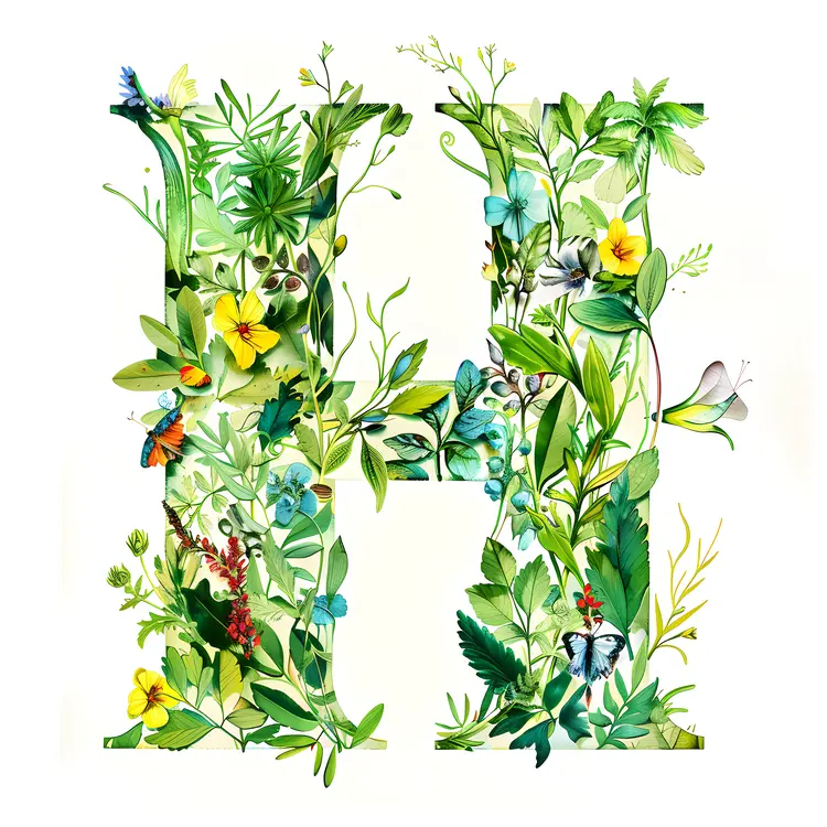 Colorful Floral Letter H