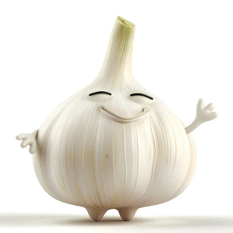Waving Cartoon Garlic