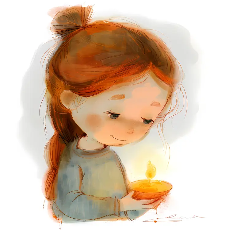 Girl Holding a Candle in Winter Clothes
