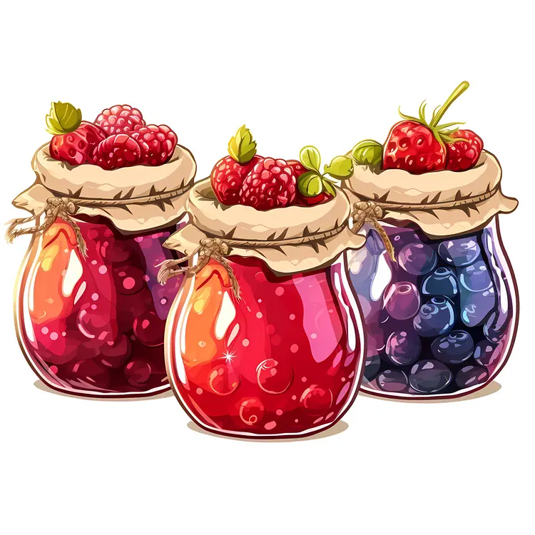 Colorful Jars of Mixed Berries